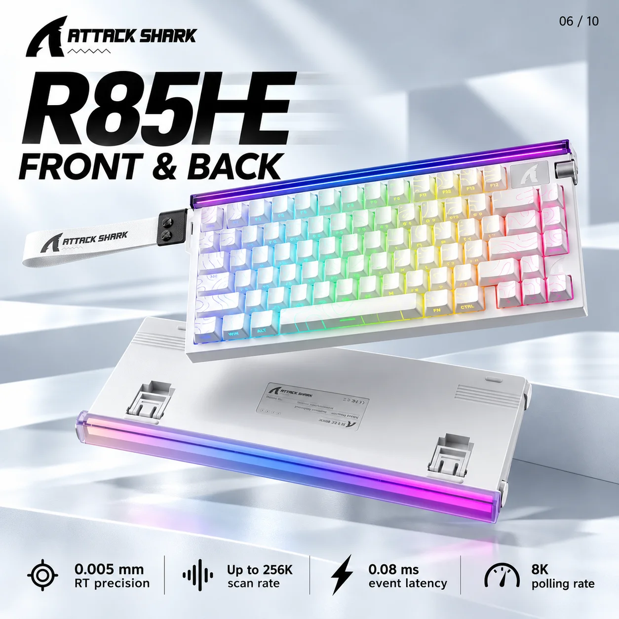 ATTACK SHARK R85HE Magnetic Gaming Keyboard 0.005mm Rapid Trigger 8KHz RGB 5-Layer Soundproof