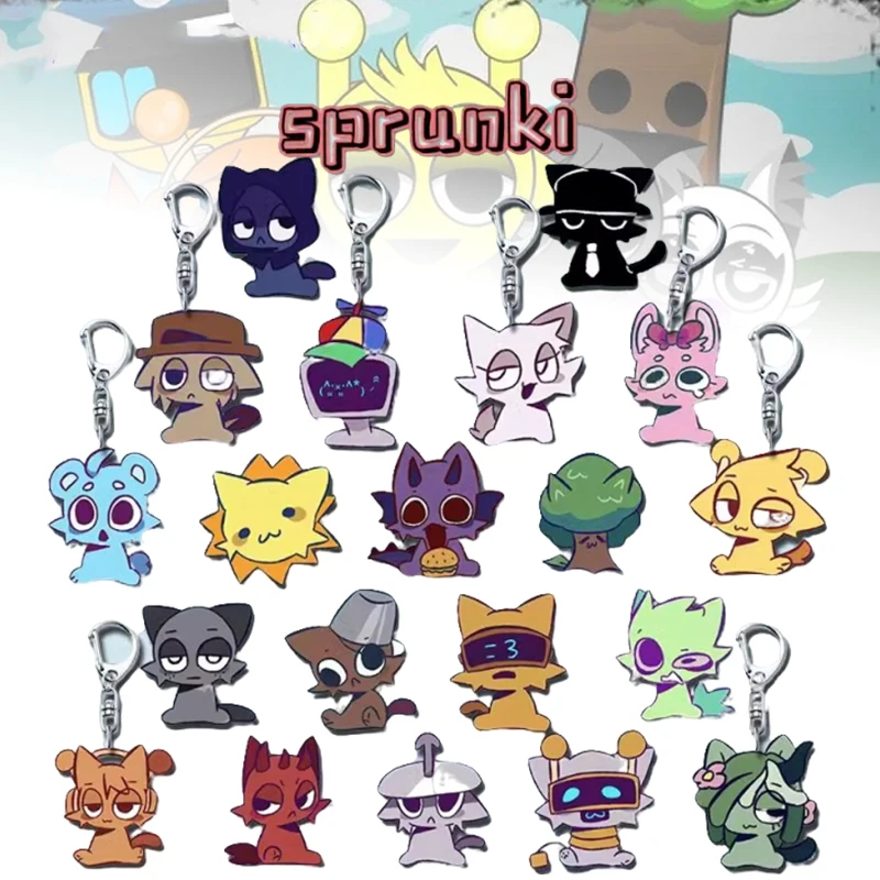 6cm Sprunki Incredibox Figure Keychain Acrylic Kawaii Student Bag Decoration Pendant Collection Christmas Gifts Toys For Kids