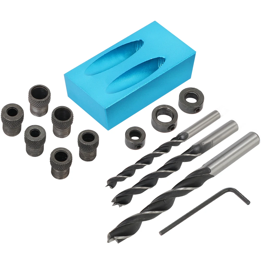 Pocket Hole Drilling Tool – 15-Degree Inclination Jig With Nylon Housing, Built-In Magnet, Metric & Imperial Scales – For Woodworking Joints