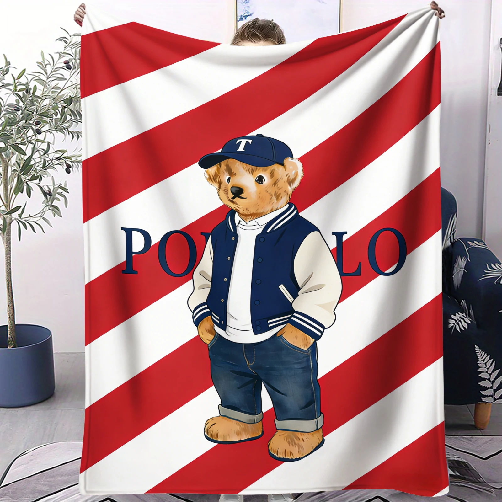 

Классическое одеяло-плед с рисунком плюшевого мишки, маленькое, мягкое, удобное, дышащее, всесезонное, для дивана, общежития, автомобиля, кемпинга, сна, подарок для детей