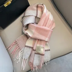 100% Wool Women Scarf Autumn Winter Vintage Preppy Style Plaid Wrap Scarve Pashmina Mujer Femme Foulard Bufanda Shawl Unisex Men