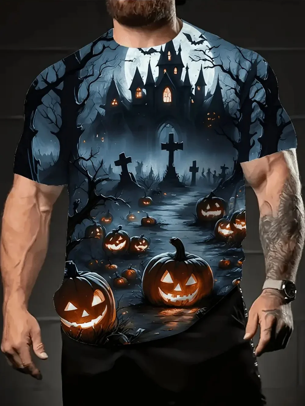 Scary Skull T Shirt 2026 New Halloween Graphic Print Quick Dry Soft Polyester Men Women Unisex Oversized Harajuku Y2k Tops