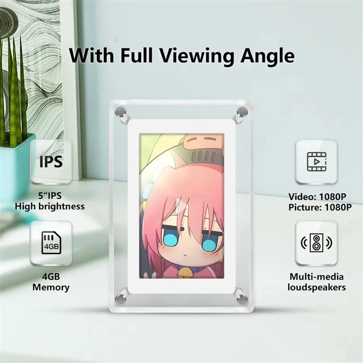 Summer sale  5 Inch Digital Photo Frame Vertical Display IPS Screen 4G 1200mAh Memory Battery Portable Retrato Digital Picture F