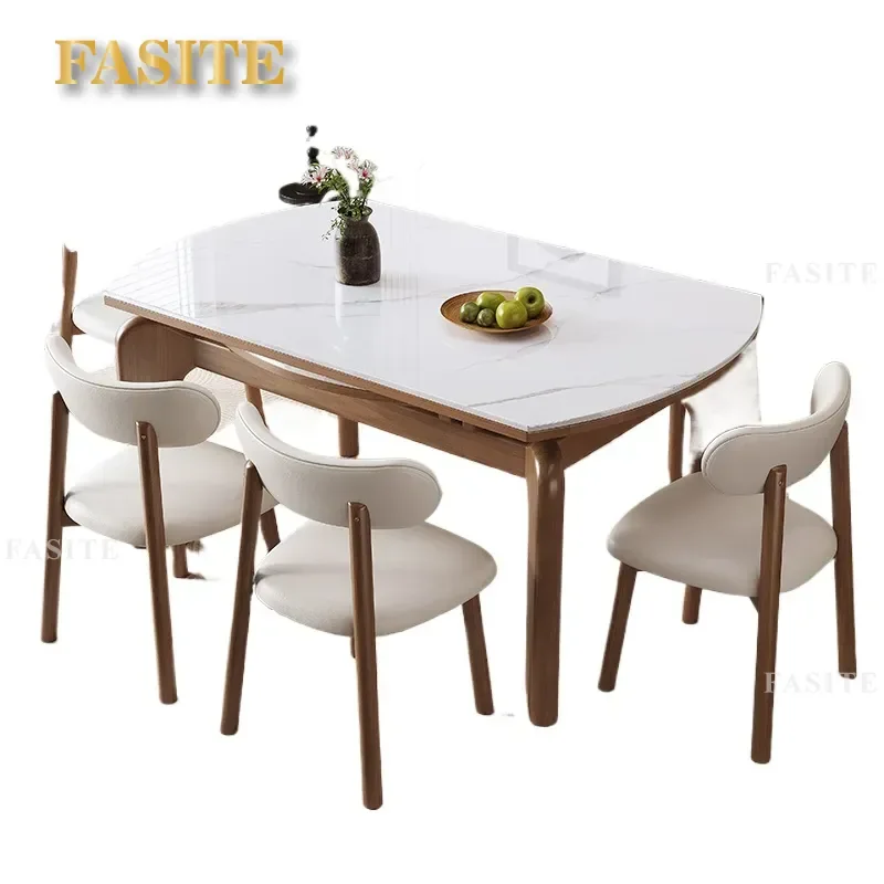 For Medieval Solid Wood Rock Slab Retractable Dining Table Variable Round Size Household Eating Table 2026 New