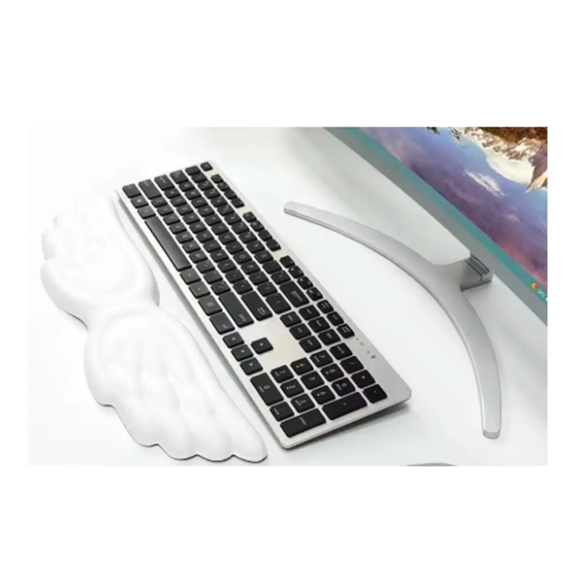 ABAN Keyboard Wrist Rest Angel Wing Memory Foam Mouse Pad Set Wrist Support Ergonomic Non-Slip for Computer Laptop Easy Type