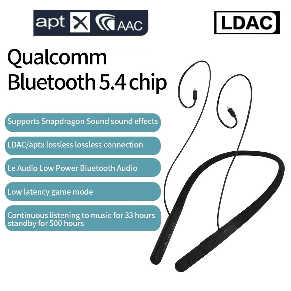 Pizen Neckband Wireless Bluetooth Cable Adapter for IEM Wireless Cable LDAC/APTX HD/APTX ADAPTIVE MMCX with Earhook 33H Playtime