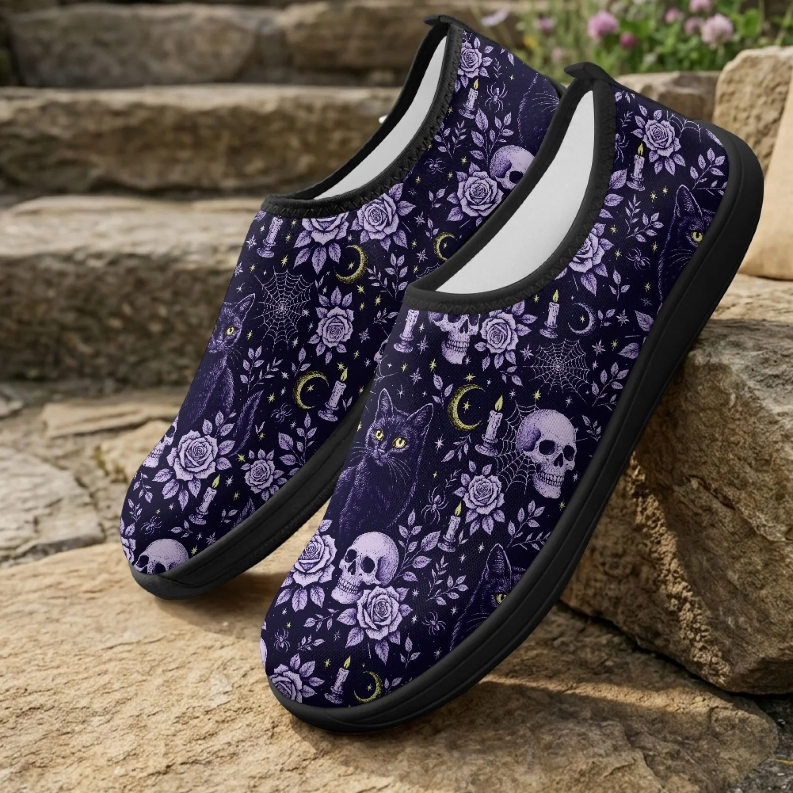 PENSTROLL Skull 2026 New Casual Shoes for Men Polyester & EVA Zero Drop Shoes Wide Width Barefoot Walking Shoes for Outdoor