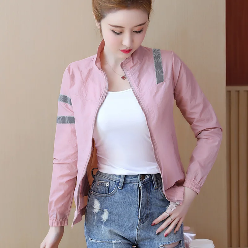 

2023 New Sun Protection Women's Clothes Spring Summer Zipper Baseball Cardigan Jacket Short Windbreaker Coat Outdoor Sports Top