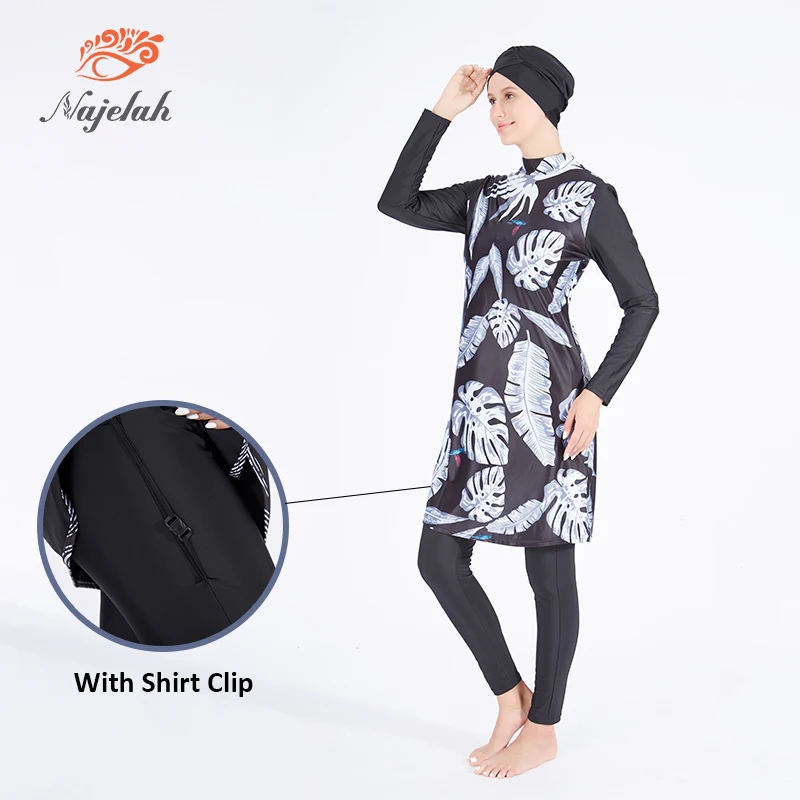 Burkini muslim swimwear abaya mujer musulmana hijab turbante bañador manga larga Burkini-traje de baño musulmán para mujer, bañador modesto, traje