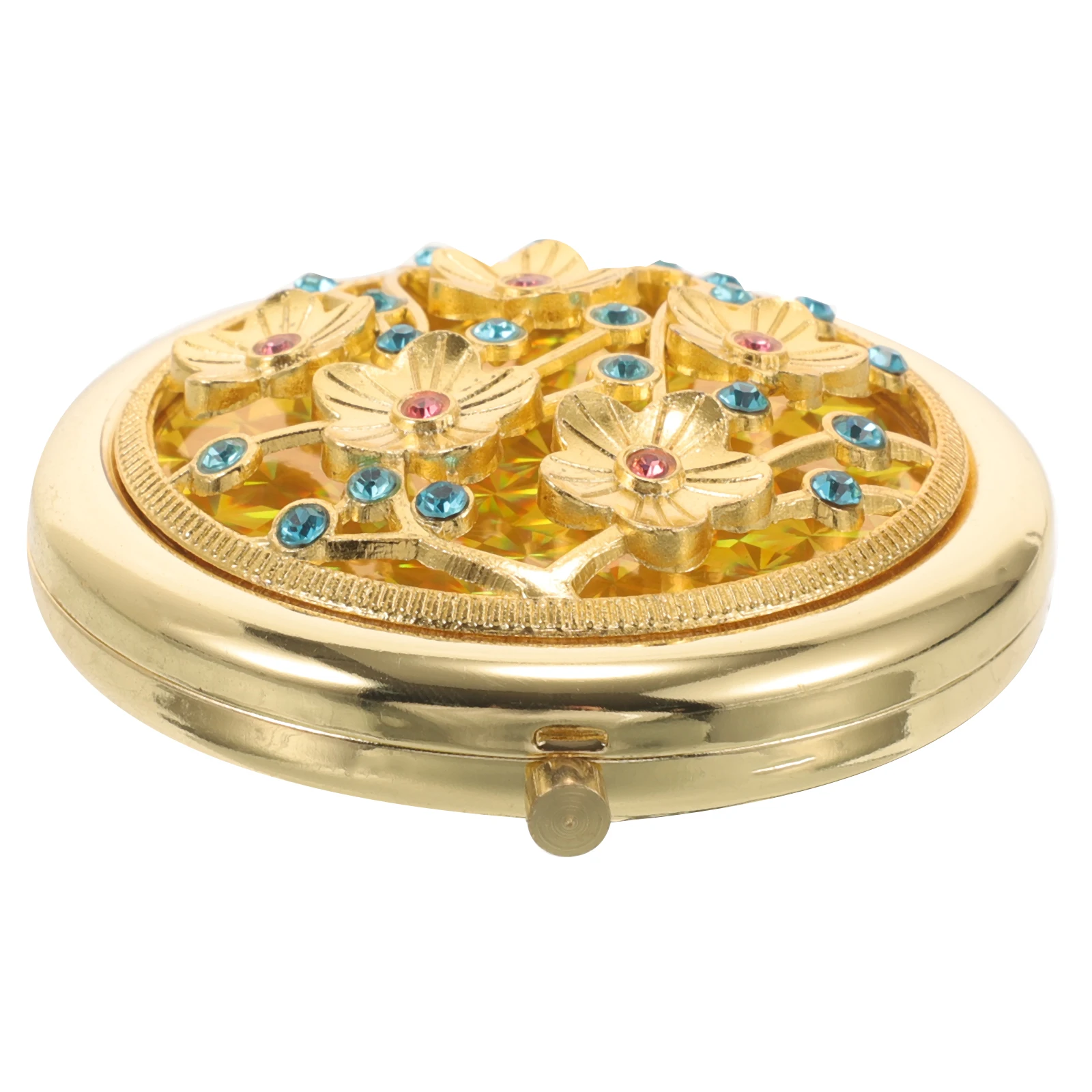 مرآة مكياج صغيرة الحجم باللون الذهبي القديم، مرآة جيب محمولة باليد للنساء أثناء السفر، تستخدم مرايا زخرفية #4