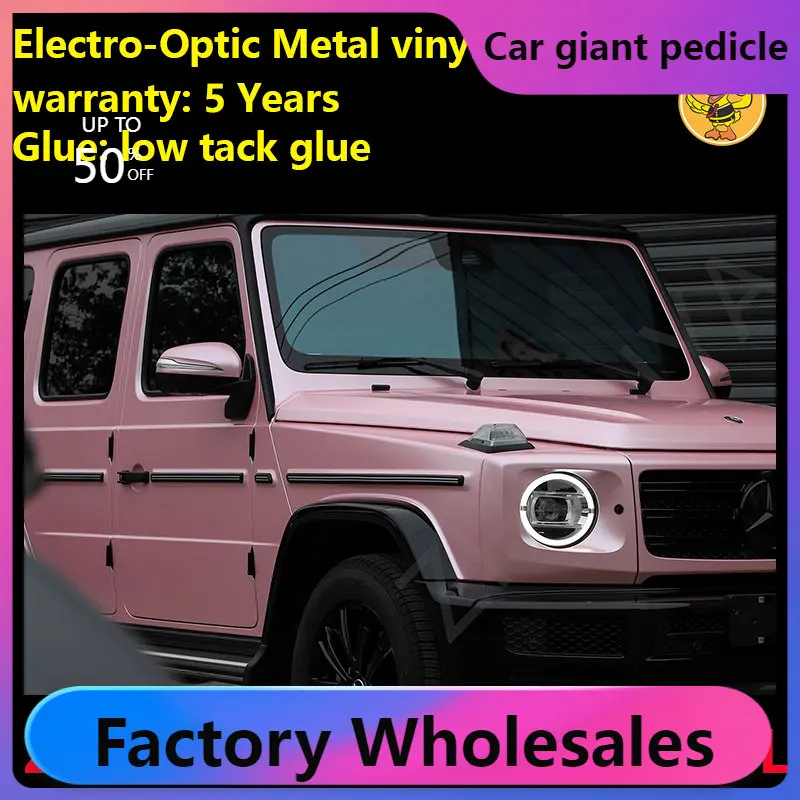 

Sakura Pink Electro-optical Metal Vinyl Wrap For Car Wrapping Covering Foil Air Bubble Free Low Tack Glue1.52*18M/Roll 5x59ft