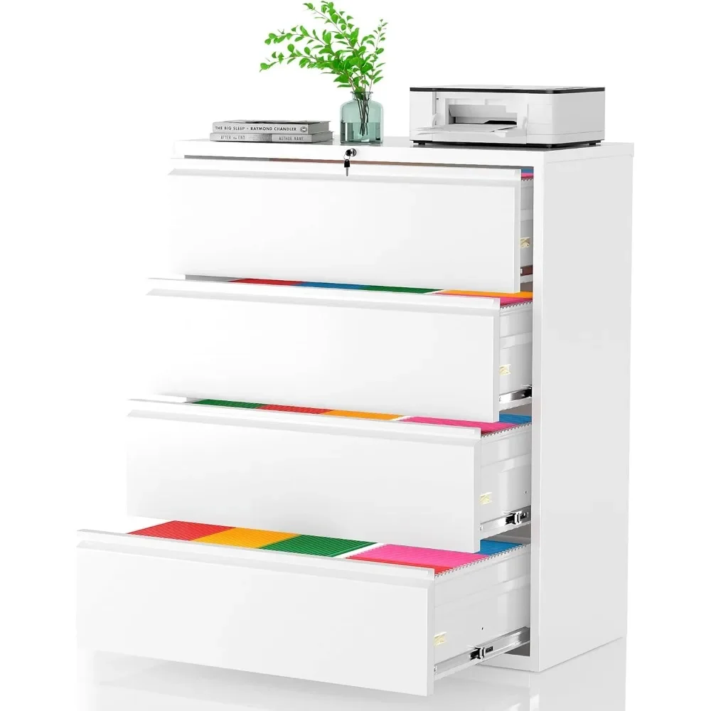 Lateral Filing Cabinets for Home Office, Lockable Metal Lateral File Cabinet, Wide Office File  with Hanging Files&Key