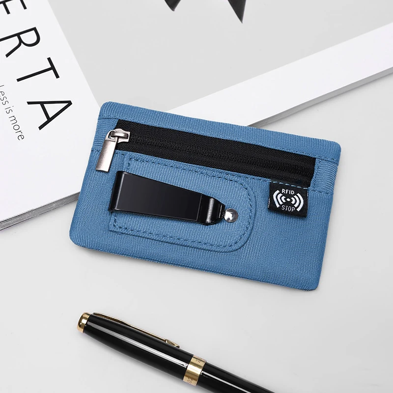 

Mini Coin Purse Simple Fabric Pouch with Zipper & Belt Clip Non-Braided Rfid Blocking Money Bag Organizer for Cash and Coins New