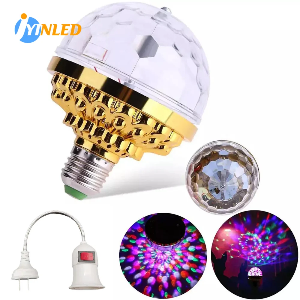 

LED RGB E27 Lamp Bulb Magic Color Projector Auto Rotating Stage Light for Holiday Party Bar KTV Disco