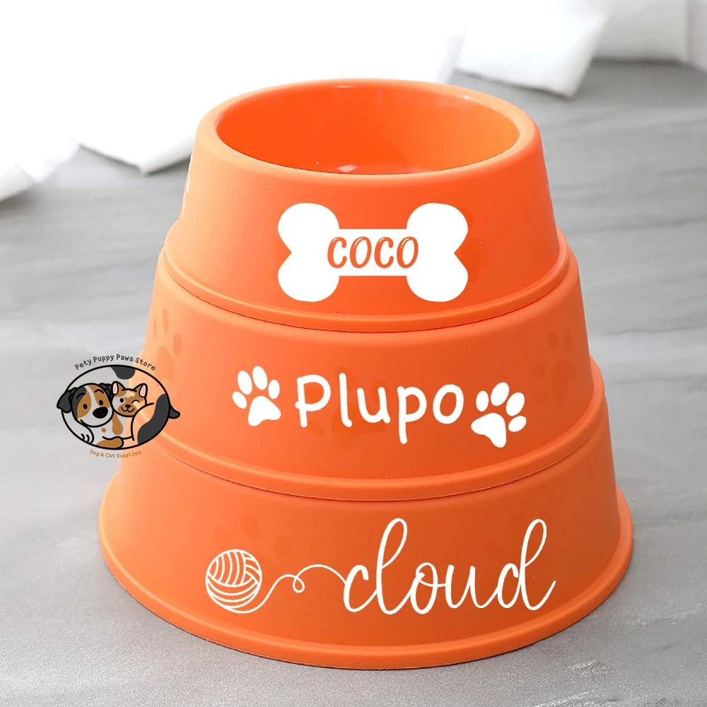 Custom Plastic Dog Bowls with Pet Name, Non-Slip, Christmas, Birthday Gifts for Pet,Personalized Pet Bowl, Feeder for Dog or Cat