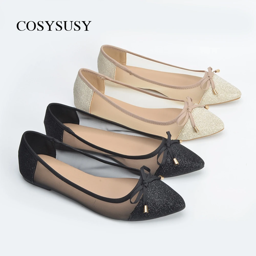 

COSYSUSY Women's Shoes Comfortable Mesh Breathable Flats Temperament Elegant Bow Indoor And Outdoor Party Women's Shoes