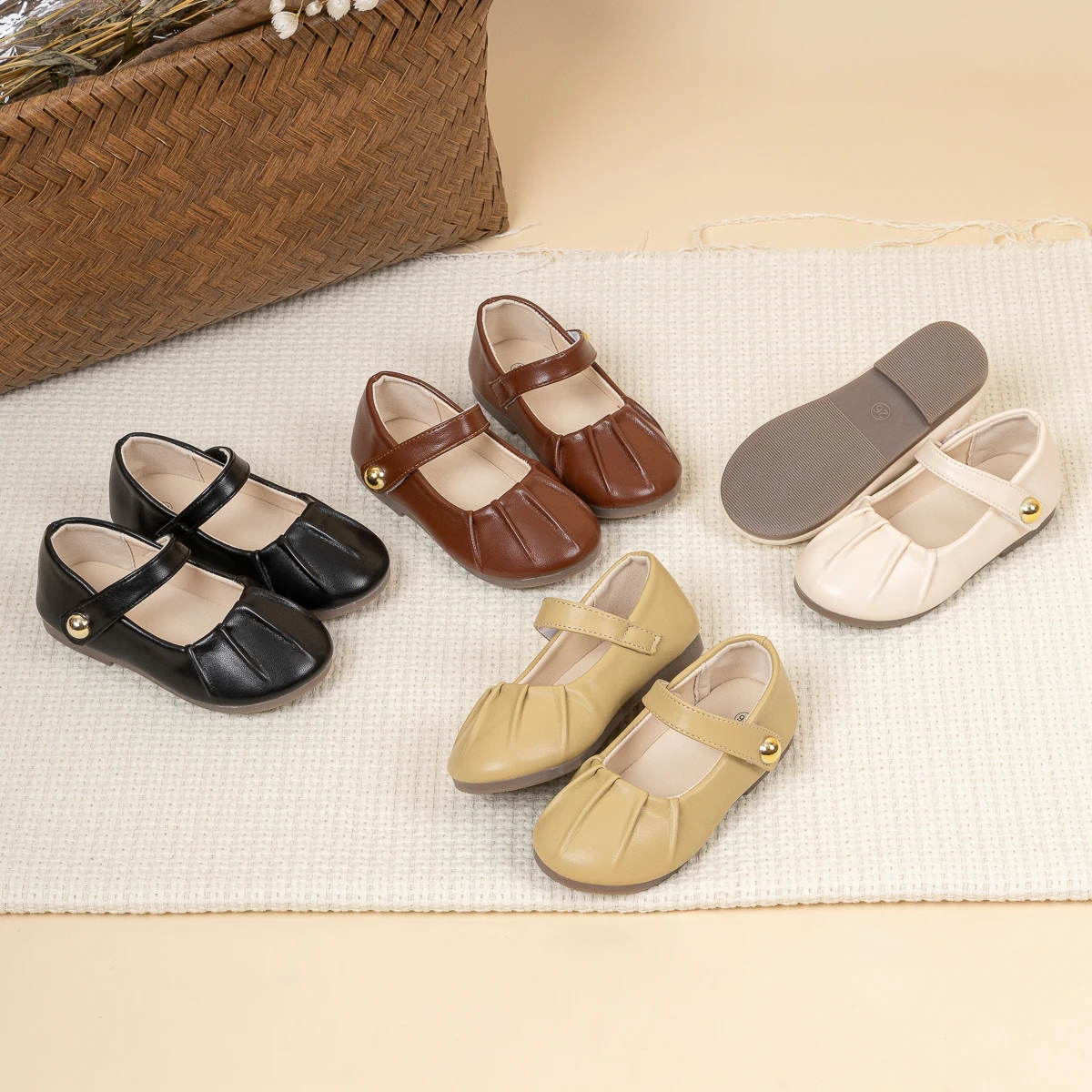 

Girls' Leather Shoes 2025 Spring/Autumn New Korean Version Classic Shallow Mouth Kid's Princess Shoes Non-slip Children's Shoes