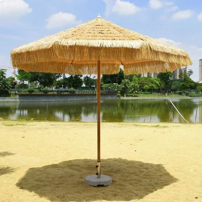 *& Modern Minimalism Beach Umbrella Polyester Metal Pole Manual Opening Courtyard Garden Outdoor Seaside Leisure Sunshade No Log