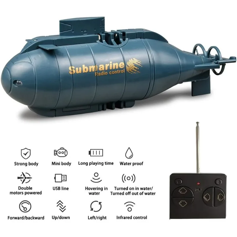 Mini RC Submarine for Kids 2.4G 6CH Remote Control Boat Remote Control Submarine Model Electronic Water Toy Boat