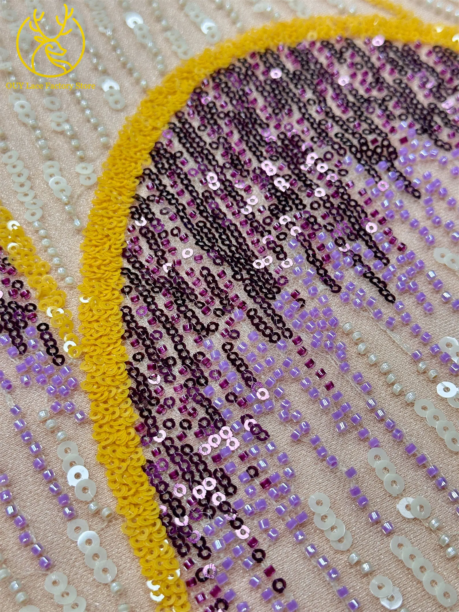 5 Yards afrikanischer Perlen-Pailletten-Spitzenstoff, hochwertiger, exquisiter nigerianischer Tüll-Mesh-Spitzenstoff zum Nähen von Hochzeitskleidern – Detail 9