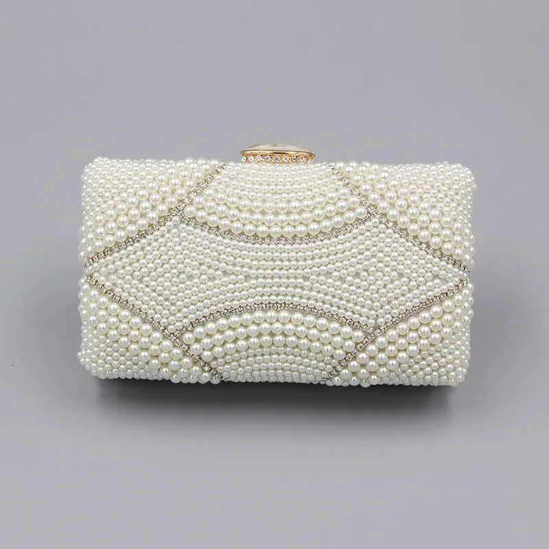 

New White Pearls Clutch Bags for Women Fashion Beading Evening Bags Luxury Hand Bags Ladies Formal Party Clutch Bag