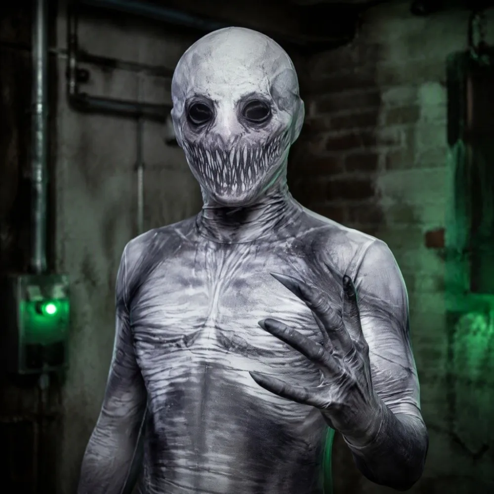 Zombie Halloween Cosplay Costume Polyester Separate Headgear Skeleton Costume Elastic Dress Up Cosplay Clothing Props Party