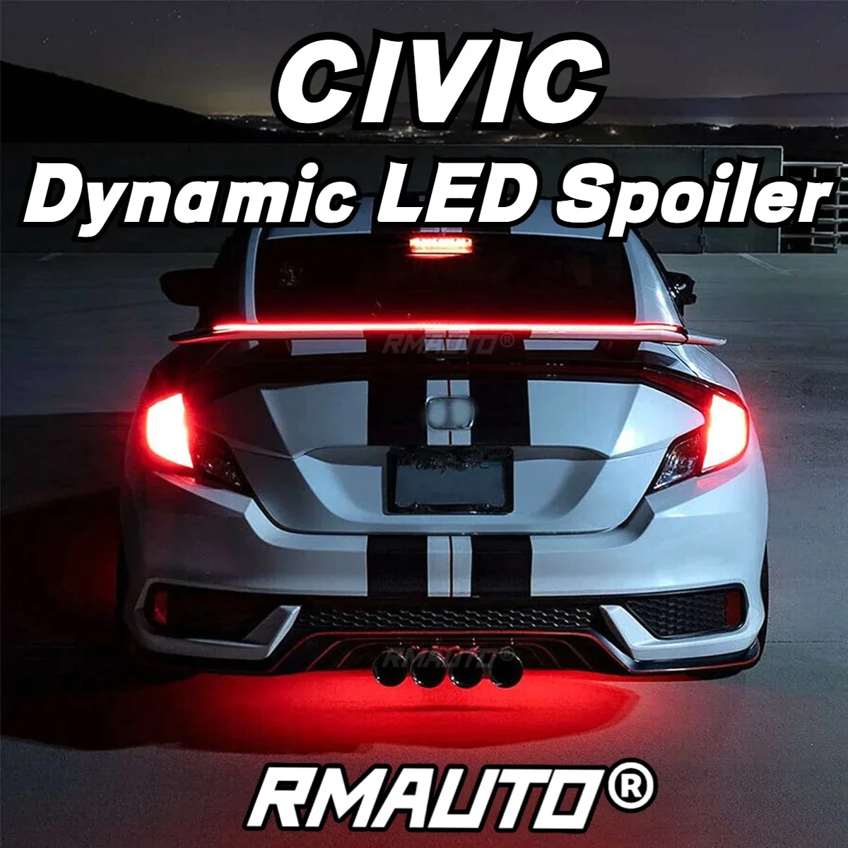 For Civic Dynamic LED Spoiler Rear Trunk Roof Spoiler Turn Signal Brake Light For Honda Accord CR-V XR-V Avancier Breeze Integra