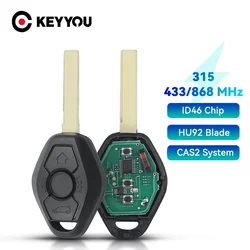 KEYYOU 3 Buttons 315LP MHZ 315MHz 433MHZ 868MHZ HU92 HU58 Remote Car Key ID46 Chip For BMW CAS2 5 series E46 E60 E83 E53 E36 E38