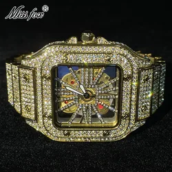 MISSFOX-Reloj de pulsera de cuarzo para hombre, cronógrafo de lujo, de oro, Hip Hop, Diamante helado, resistente al agua, Rolej, 2023