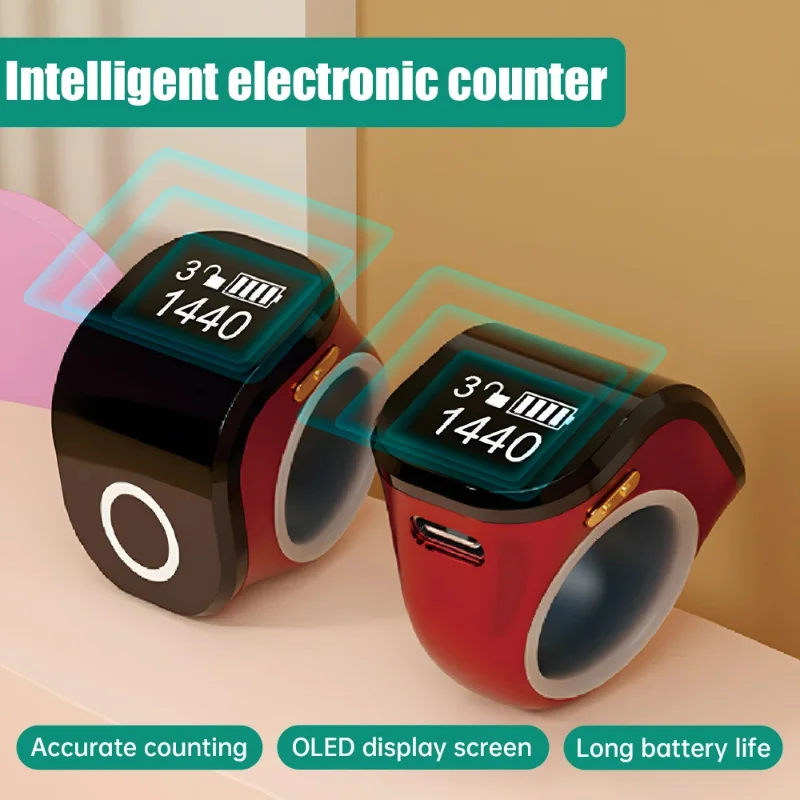 Portable Timer Finger Ring OLED Display Smart Touch Control Waterproof Outdoor Sports Timer Counter Type-C Usb Charging