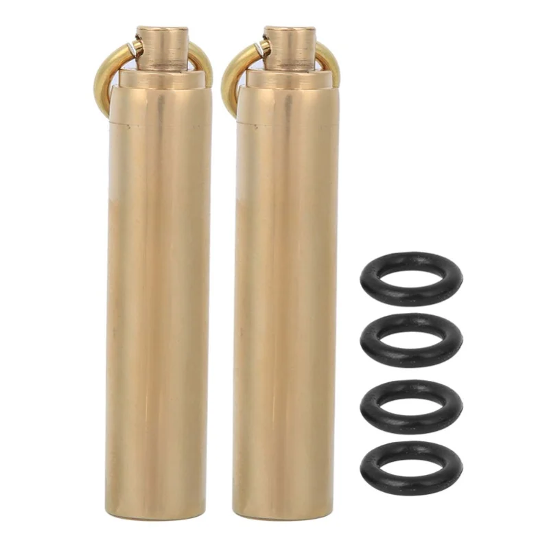 2Pcs/Set Outdoor Survival EDC Waterproof Brass Mini Sealed Bottle Pill Container Box12mm Diameter