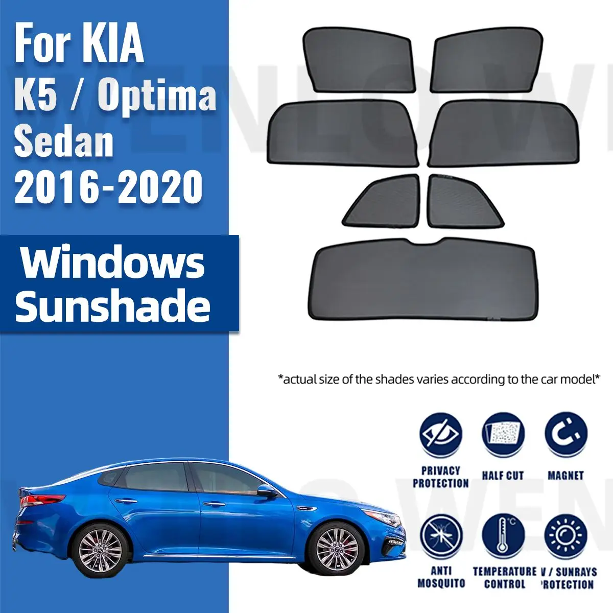 For Kia K5 Optima JF 2015 2016 2017 2018 2019 Magnetic Car Sunshade Visor Front Rear Windshield Curtain Side Window Sun Shade