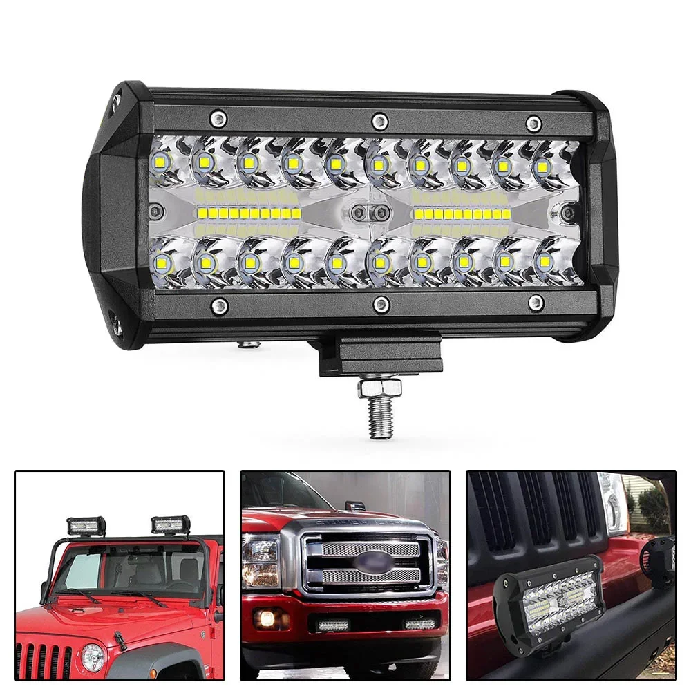 7inch Waterproof LED Light Bar 120W 40Leds Driving Offroad Boat CarS Tractor Truck LED Light Bar SUV ATV Spot Light Flood Lights