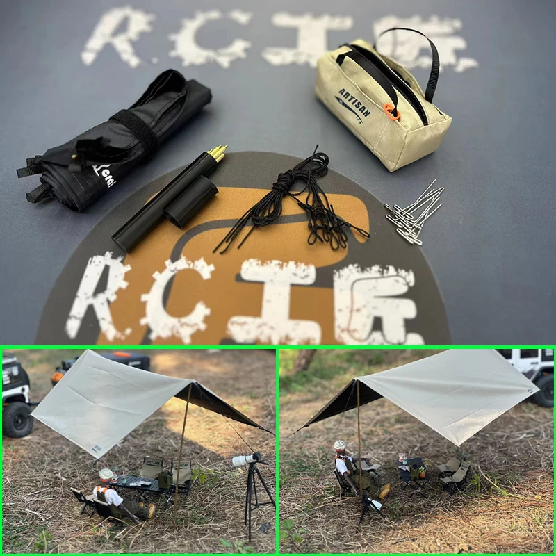 ミニテントの日よけ,シミュレーションオーナメント,レインストーム,1:10 rcクローラー車用装置,trxas trx4 rc4wd