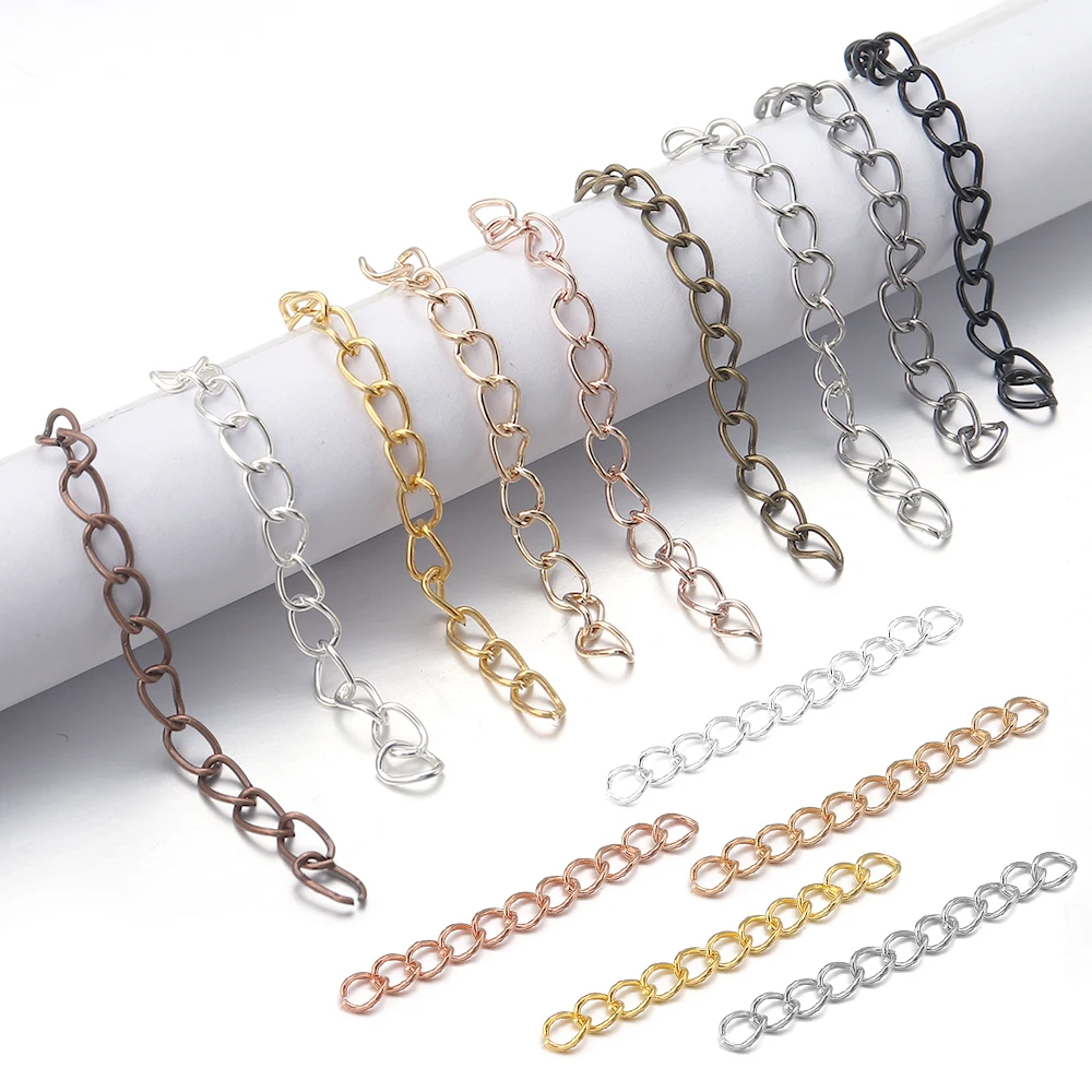 100Pcs 50/70mm Iron Extension Chain Extended Tails Chain For DIY Necklace Bracelet Jewelry Making Connector Supplies Accessories