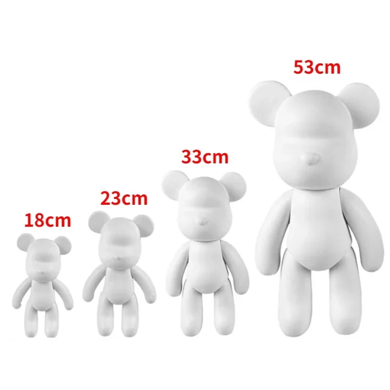 Graffiti Painted Fluid Violent Bear White Body Ornaments DIY Handmade Personalized Model Home Desktop Decoration Accessories New