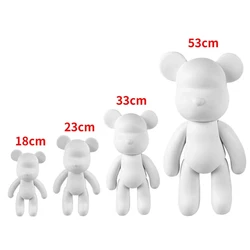Graffiti Painted Fluid Violent Bear White Body Ornaments DIY Handmade Personalized Model Home Desktop Decoration Accessories New