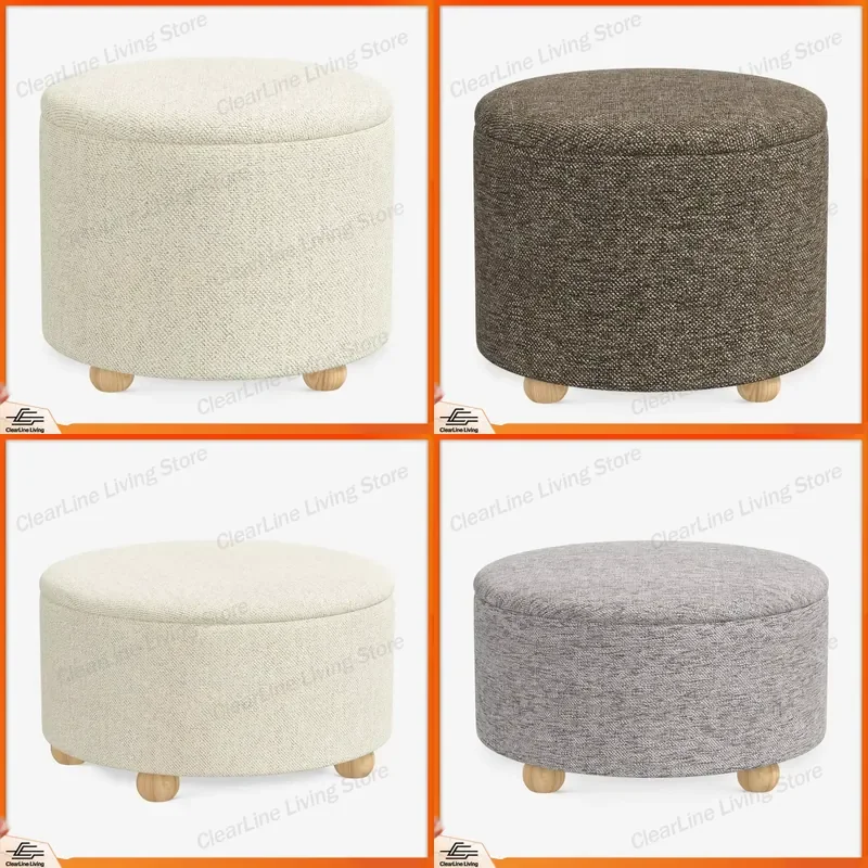 for Direct high quality fabric round living room storage ottoman