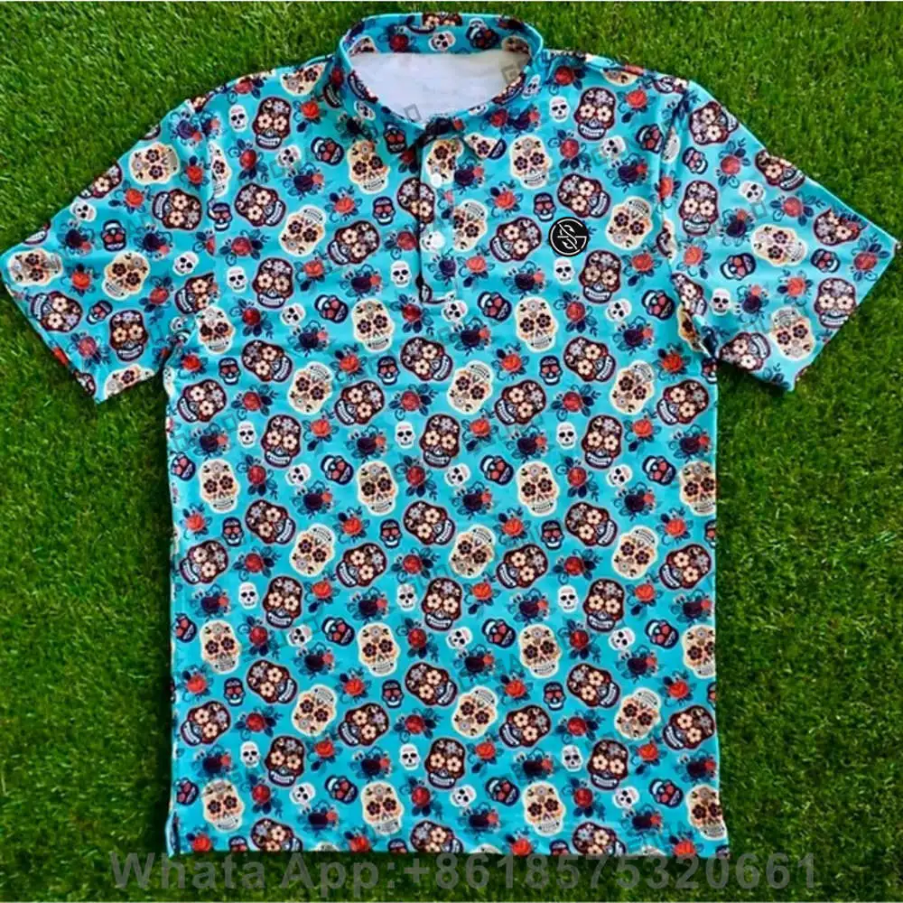 New Summer Men Golf Polo Shirts Floral Casual Print Fashion Tops Short Sleeve T-shirt Quick Dry Breathable Polos Shirt Clothing