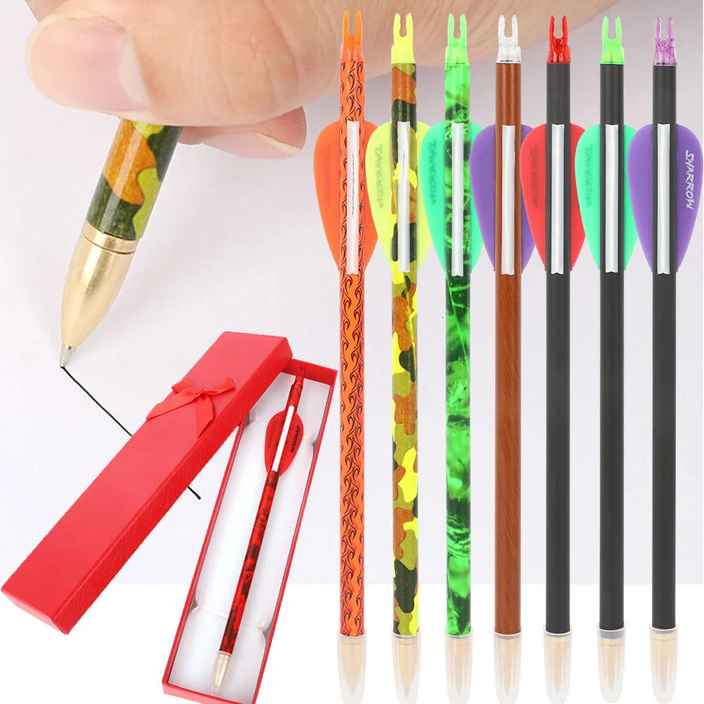 Arrow Themed Pen Unique Archery Gift for Archer Hunters Sportsmen 23.3cm Length with Carbon Shaft 2 Inch Vane Refill Replaceable