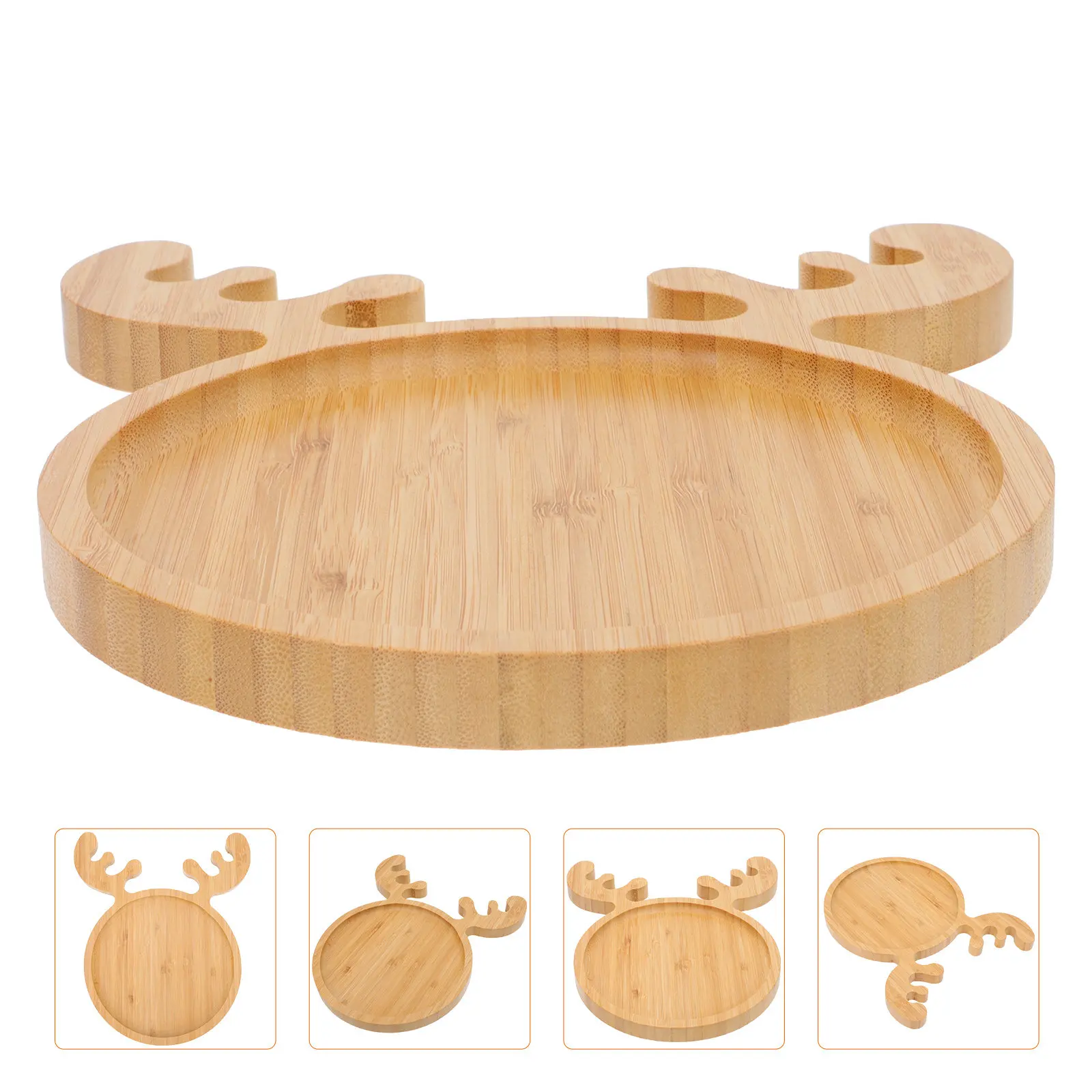 Bamboo Food Plate Cartoon Fruit Tray Children Snacks Cake Serving Household Decorative Multi-Function Food Storage Tray