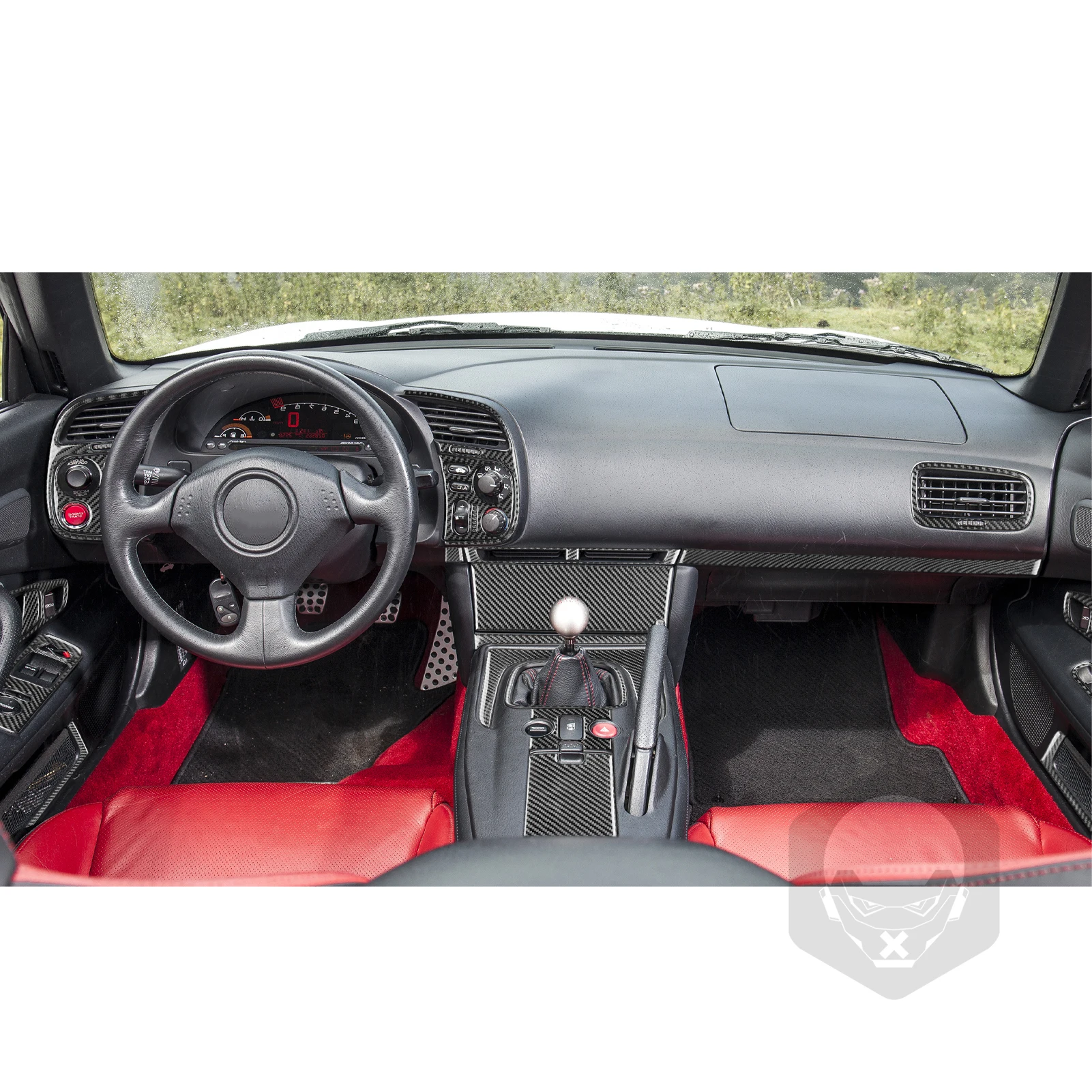 For Honda S2000 2000-2009 Carbon Fiber Center Console Gear Shift Dashboard Air Vent Panel Cover Trim Set Car Accessories Sticker