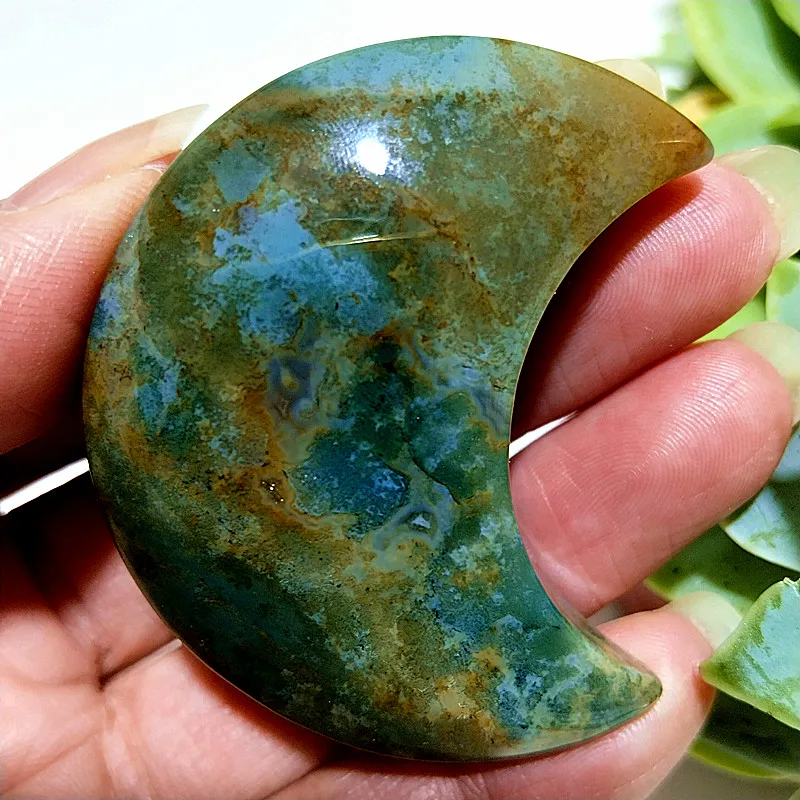 Natural Stones Lavender Pin Blue Purple Agate Moon Yn Water Symbol Of Love Spiritual Meditation Crystal Home Ornament