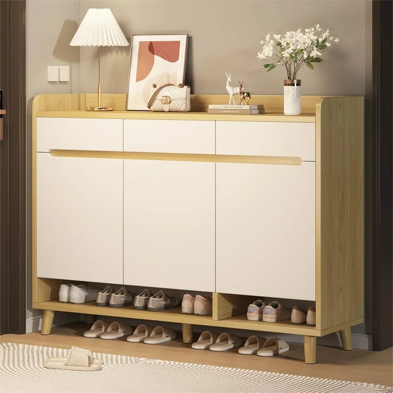 

2025 Popular Entrance Storage Integrated Storage Cabinet Solid Wood Shoe Rack Household Entrance Door Shoe Cabinet
