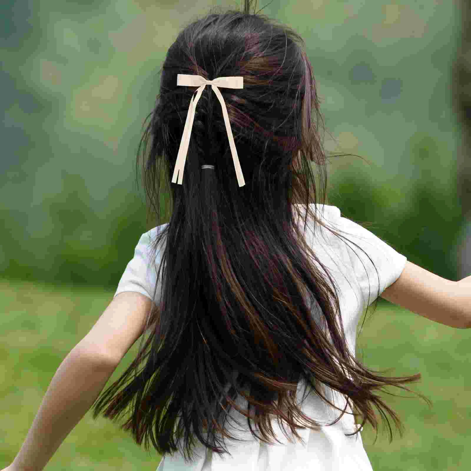 8pcs Hair Ribbon Bow Clips Women Girls Tassel Hair Ribbons Hair Ties Bowknot with Long Tail Hair Accessories for Toddlers Teens