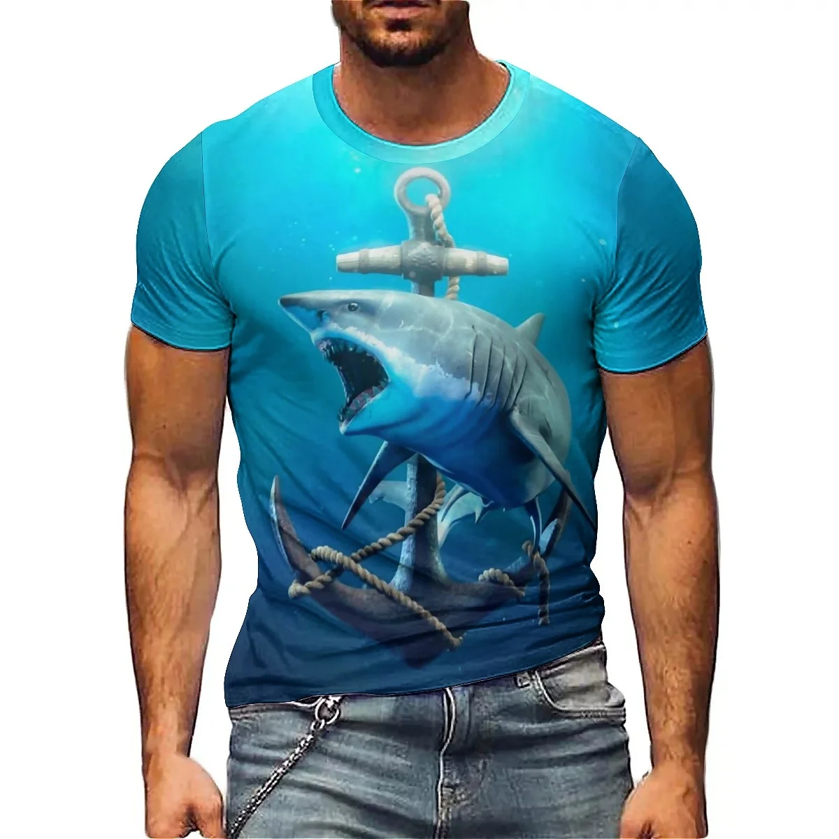

New Personalized Beach Travel Men's 3D Printed Short-Sleeve T-Shirt - Shirt-Style Loose-Fit Printed Top