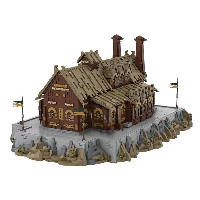 Ings Movie Series UCS Meduseld Golden Hall Great Walls Street View Model Building Blocks DIY Assembly Bricks Toys Gifts