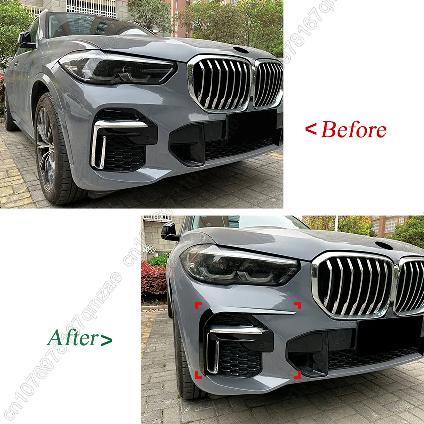 For BMW X5 G05 2019-2022 M Sport 2PCS Car Front Bumper Side Air Vent Trim Fog Light Intake Hood Frame Canard Exterior Tuning