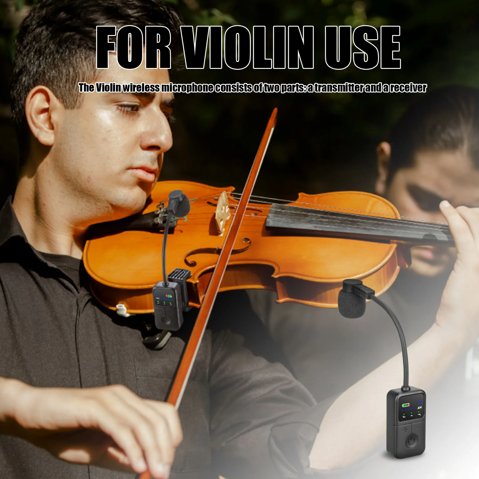 Violin Performance Wireless Microphone Rechargeable Amplification Microphones for Violin Saxophone Brass Wind Instruments view 2