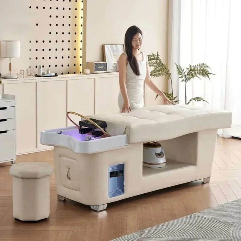2026 Commercial Hair Salon Shampoo Bed with SPA Fumigation Machine Massage Table for Leisure Health Store Furniture